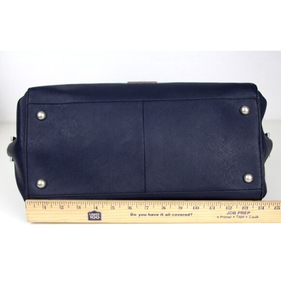 Large Zac Posen NAVY BLUE GENUINE LEATHER SHOULDER BAG HANDBAG SATCHEL PURSE - Picture 11 of 16